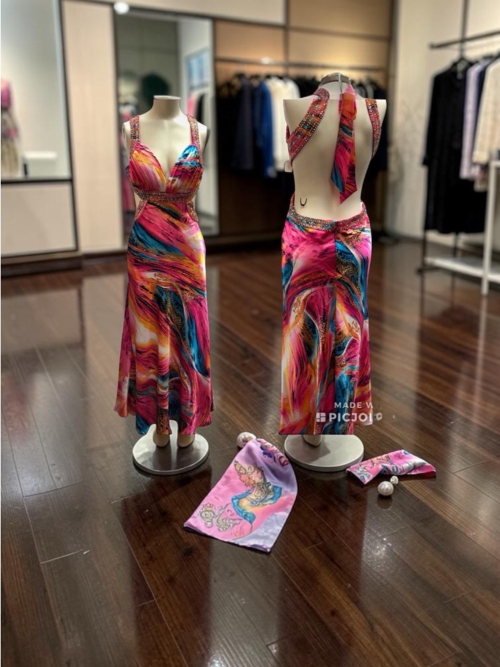 Camille LaVie Multicolor Rhinestone Cocktail Dress